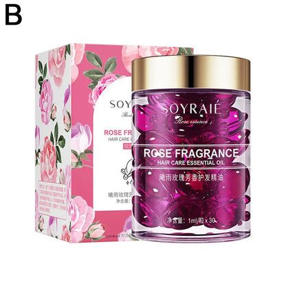 30pcs Hair Care Vitamin Capsules Rose, Lily Extract Hair Treatment Oil Repair Damaged Smooth Hair Care Serum Nourishing Hair Oil