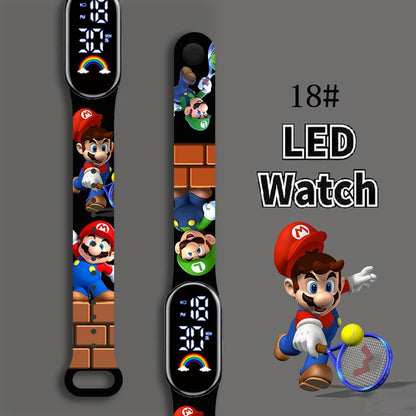 Mario Bros Children's Watches Action Figures Luigi Princess Peach Yoshi Bowser kids Sport Wristband Waterproof Digital Watch