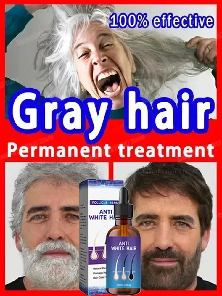 White To Black Gray White Hair Serum Natural Color Repair Nourishessence Anti-gray Care For Men Women