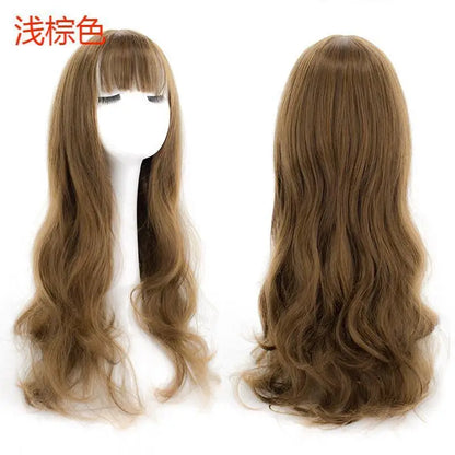28in Long Black Straight Wig with Air Bangs for Women Heat Resistant Fashion Elegant Synthetic Wig for Cosplay and Daily Party