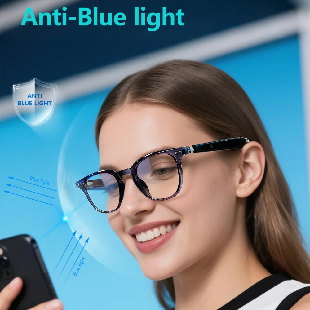 Bluetooth Smart Glasses AI Translation Object Recognition with Camera for Taking Photos Voice Assistant Calling and Music