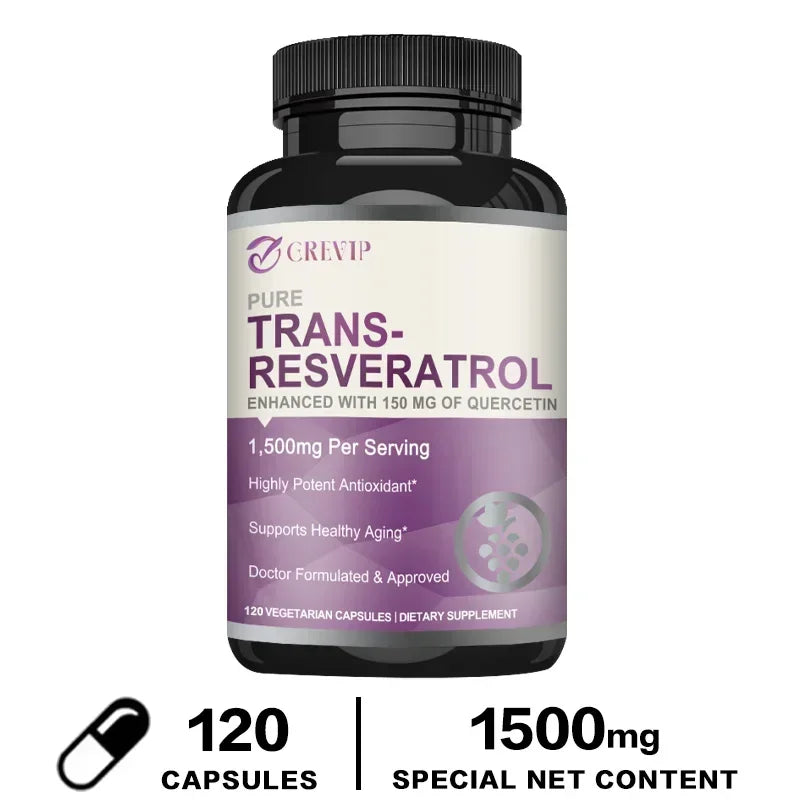 Trans-Resveratrol - Supports Brain Function, Promotes Joint and Heart Health, and Fights Aging
