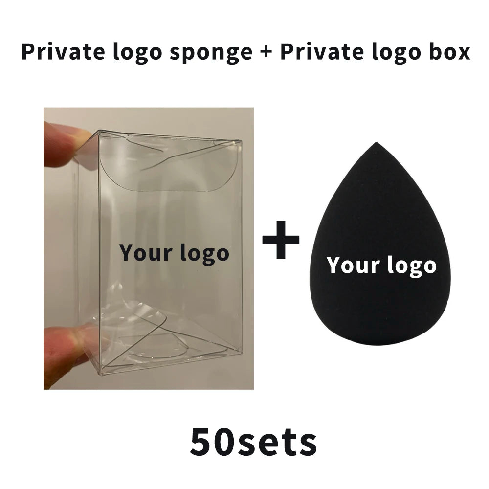 Custom Your Logo Cosmetics Beauty Sponge Latex Free and Vegan Makeup Black Sponge Set  Powder Cream Liquid Application with Box