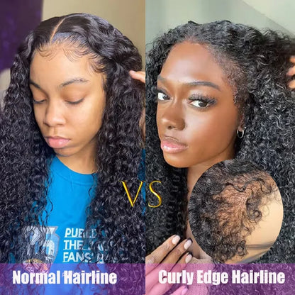 4C Edges Kinky Curly Wigs 13x6 HD Lace Frontal Wig Raw Human Hair Deep Wave 13x4 Lace Front Human Hair Wigs on Clearance Sale
