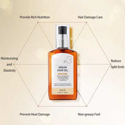 Raip Hair Care Essential Oil R3 Moroccan Argan Hair Oil Smooth and Fragrant 100ml