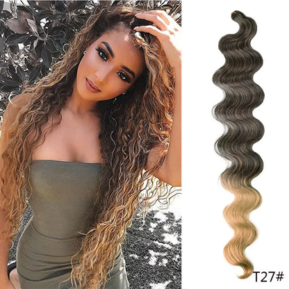 Long Deep Wave Braiding Hair 28 Inch Ocean Wave Crochet Hair Synthetic Deep Curly Crochet Hair Extensions For Black Women