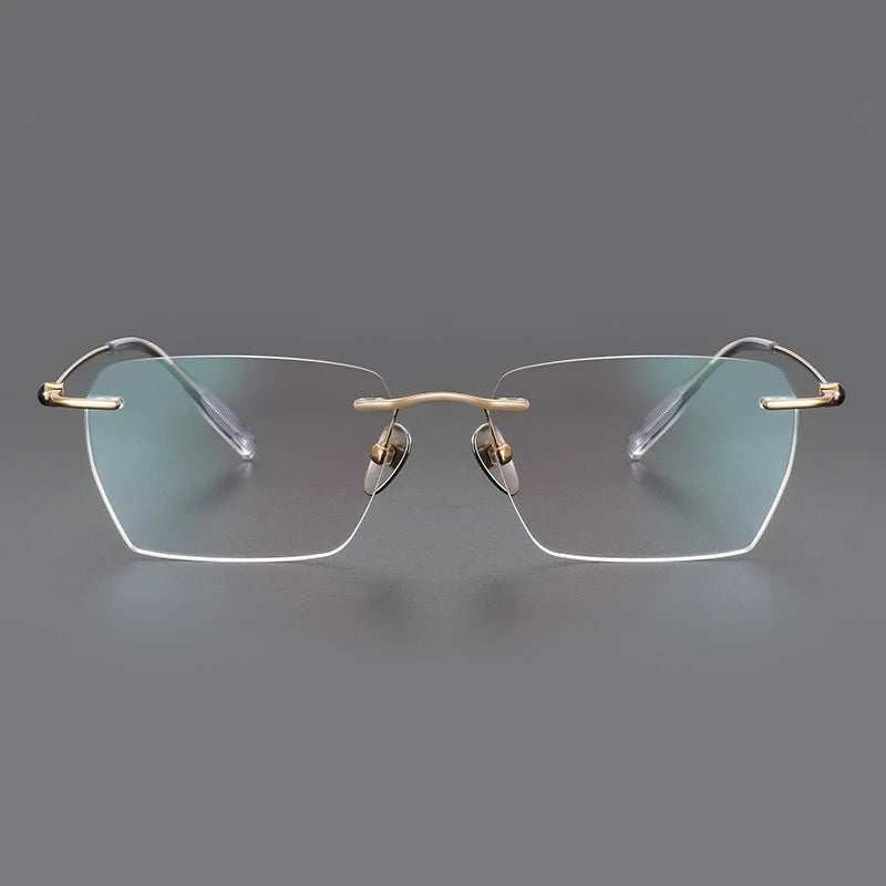 Fashion Rimless Business Eyewear Ultra Light Pure Titanium Spectacle Big Size Luxur Glasses Men Optical Prescription Eyeglasses