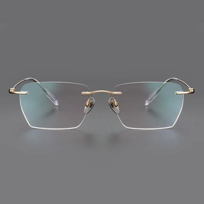 Fashion Rimless Business Eyewear Ultra Light Pure Titanium Spectacle Big Size Luxur Glasses Men Optical Prescription Eyeglasses