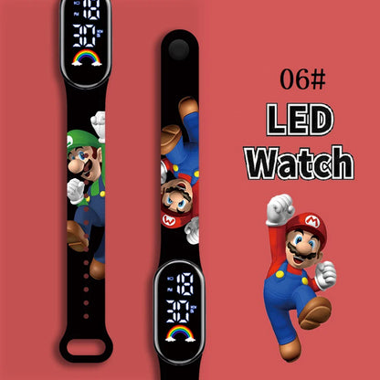 Mario Bros Children's Watches Action Figures Luigi Princess Peach Yoshi Bowser kids Sport Wristband Waterproof Digital Watch