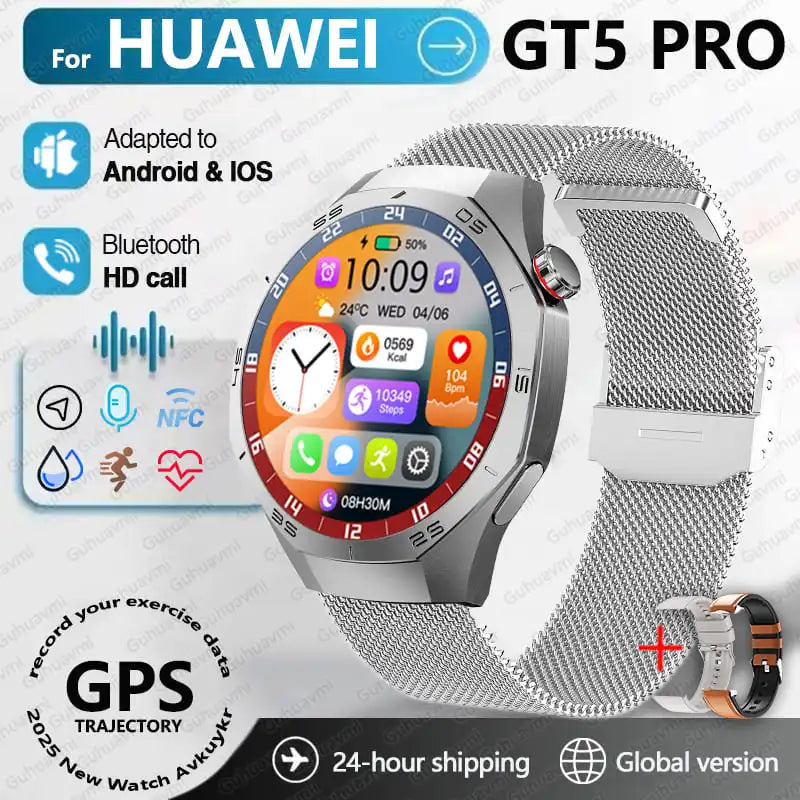 2025 For Huawei GT5 Pro Smartwatches Men HD AMOLED Screen GPS trajectory Health Monitor BT Call 1.52" Fitness Smartwatches IP68
