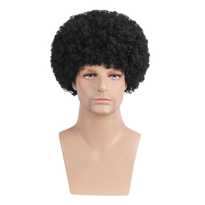 12 inch short roll explosive head hip-hop disco retro men's synthetic wig suitable for holiday parties, Halloween ball costumes