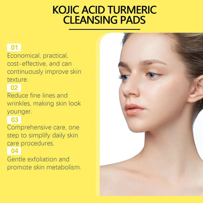 Turmeric Kojic Acid Cleansing Pads Exfoliating Pads Removing Dead Skin Shrink Pores Smooth Brightening Skin Face Cleansing