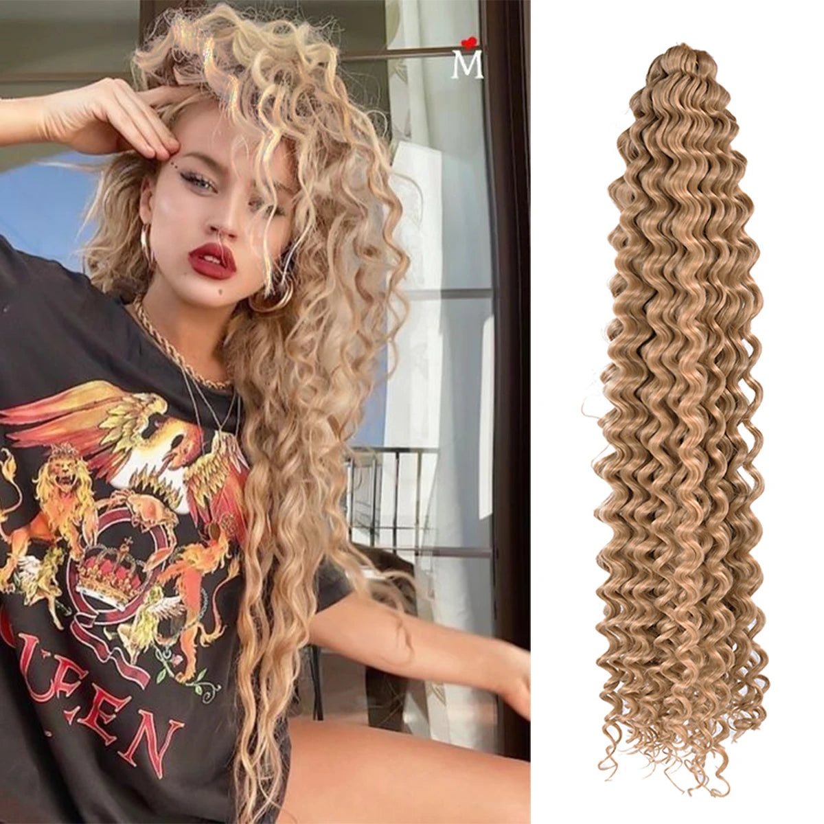 Long Deep Wave Braiding Hair 28 Inch Ocean Wave Crochet Hair Synthetic Deep Curly Crochet Hair Extensions For Black Women