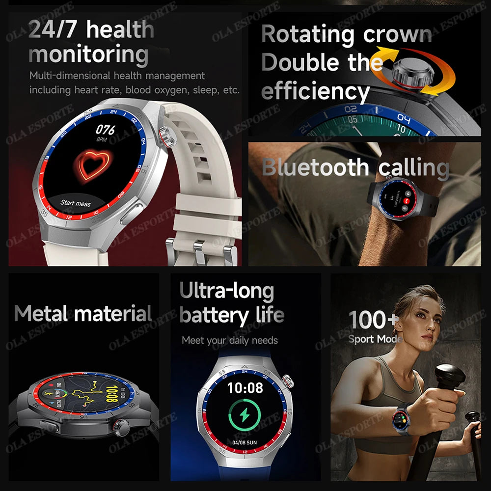 2025 WATCH 5 Smart Watch Men 1.52" HD AMOLED Screen Heart Rate Monitor Bluetooth Call GPS Sport Fitness Tracker Smartwatch Women