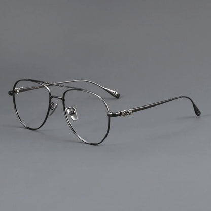 FIRADA Fashion Glasses Retro Pure Titanium Aviator Eyewear Comfortable Double Beam Prescription Eyeglasses Frame For Men 5125-C