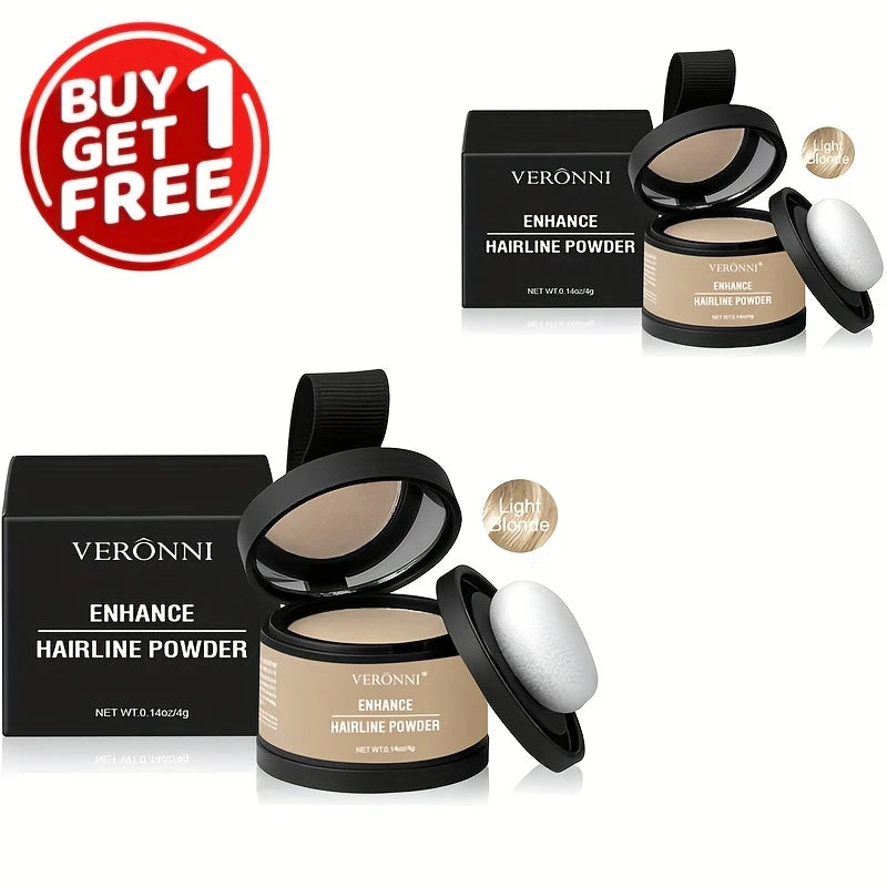 2pcs Fluffy Hairline Powder Touch-Up Concealer Temporary Hair Fibers Hair Root Cover Up Gray Coverage Hairline Shadow Powder kit