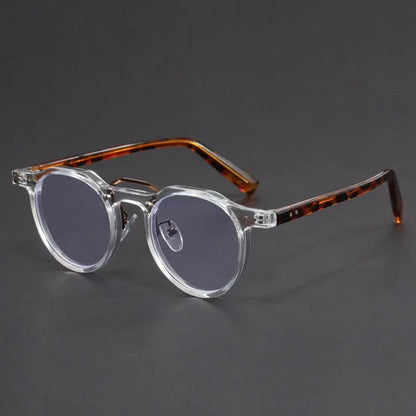 Imitation Acetate Round Glasses Frame Retro Japanese Myopia Optical Eyeglasses frame for Men Women Sturdy Metal inset Eyewear