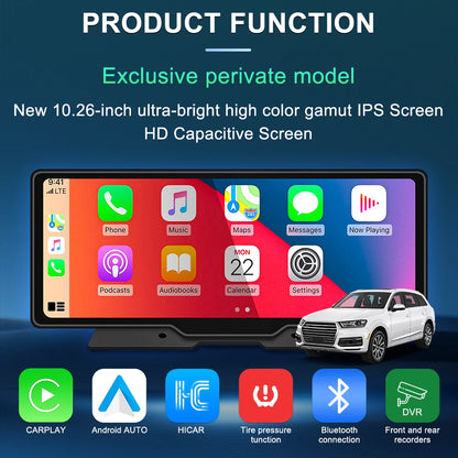 10.26 Inch Car Mirror Radio Multimedia Video Player Universal Wireless Carplay 5G Wifi BT High-performance CPU HDR QLED Screen