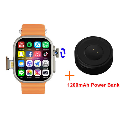 New Ultra Smart Watch 4G SIM Card 2.06''AMOLED Screen GPS WIFI 190°Rotating Camera Video Call Google Play Android Smartwatch