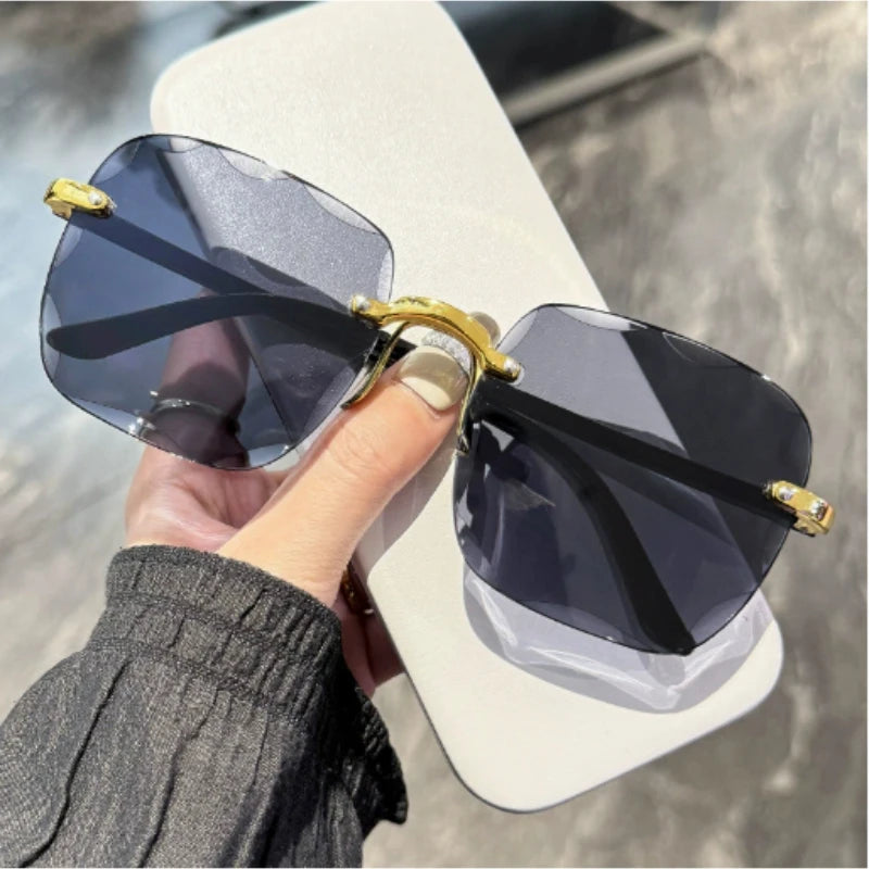 Square Sunglasses Woman Fashion Rimless Gradient Sun Glasses Brand Designer Sunglasses for Women Очки Солнечные Женские Очки