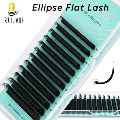 RUJADE Flat Ellipse Eyelash Split Tips Matte Black Super Soft Individual Eyelash 0.15 0.20 Single Classic False Eyelash Supplies