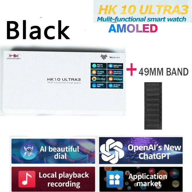 New Origina HK10 ULTRA 3 Smartwatch Men 4G ROM ChatGPT NFC Compass HK9 ULTRA2 MAX Upgrade Watches Sports BT Call Smart Watch Men