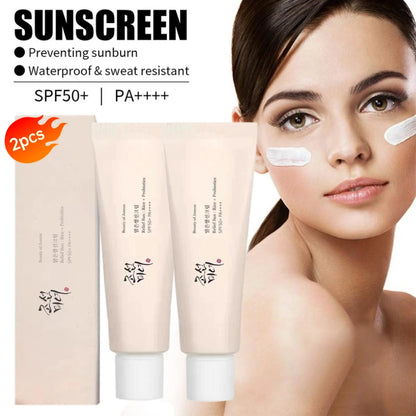 2pcs SPF50+ Sunscreen Korean Rice Probiotic Solar Blocker Skin Whitening Cream Anti UV Sun Block Hydrating Sun Lotion