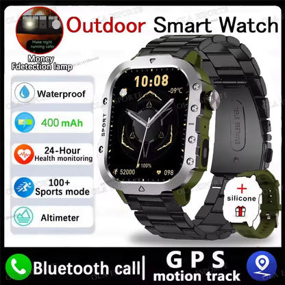 Military GPS Smart Watches For Men Flashlight Waterproof Outdoor Sport Tracker Bluetooth Call Smartwatch Man Women 2025 Pk h12