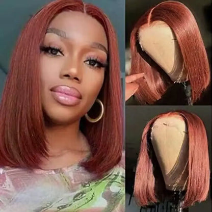 Straight Short Bob Wig Lace Front Human Hair Wigs Blonde Brown 99j Burgundy Black 13x4 HD Transparent Lace Frontal Wig for Women
