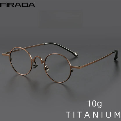 FIRADA Fashion Comfortable Round Eyeglasses Vintage Luxury Titanium Eyewear Optical Prescription Glasses Frame Men Women K808-C