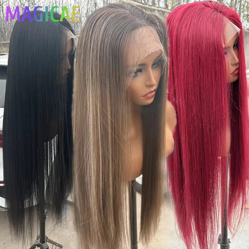 36inch Ombre P27/613 Straight 4X4 Lace Front Wigs Highlight Brown Blon 27/30/613# High Temperature Cosplay Straight Hair Wigs