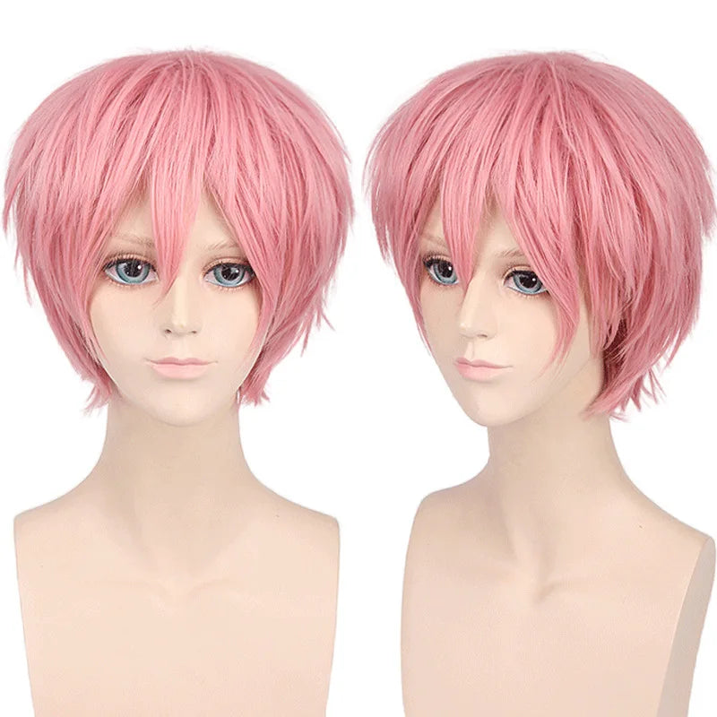 New Concubine Synthetic Bob Men's Short Straight Hair Cover Fake Cosplay Wig Ombre Green Black Blue Blonde Hairpiece