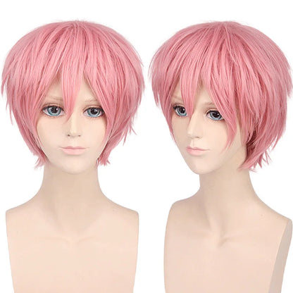 New Concubine Synthetic Bob Men's Short Straight Hair Cover Fake Cosplay Wig Ombre Green Black Blue Blonde Hairpiece