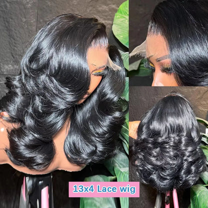 Brazilian Short Bob 13x4 HD Transparent Lace Front Wigs Body Wave Lace Frontal Human Hair 4x4 Lace Closure Wig 250% For Women