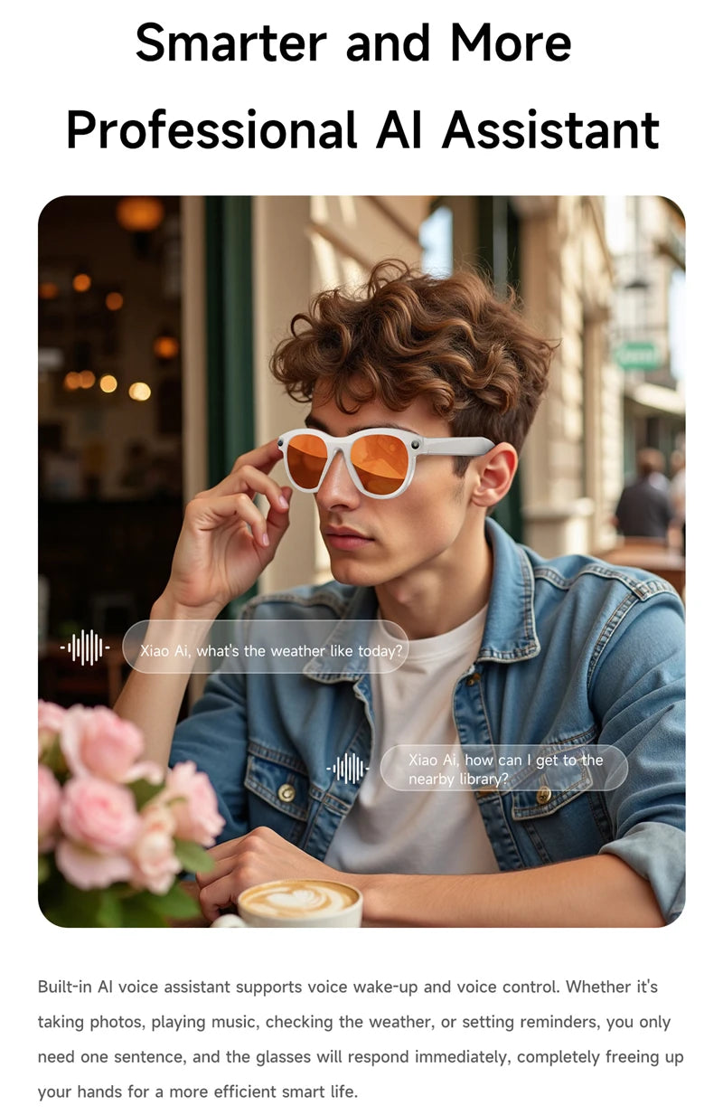 Xiaomi 6K HD AI Smart Camera Glasses Multifunctional Bluetooth Calling Voice Assistant Music Player Translation Camera Glasses