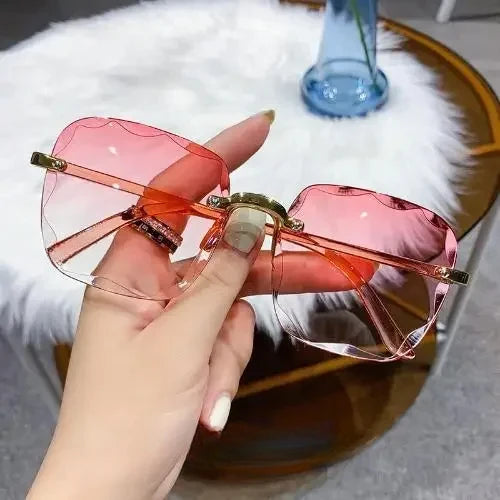 Square Sunglasses Woman Fashion Rimless Gradient Sun Glasses Brand Designer Sunglasses for Women Очки Солнечные Женские Очки