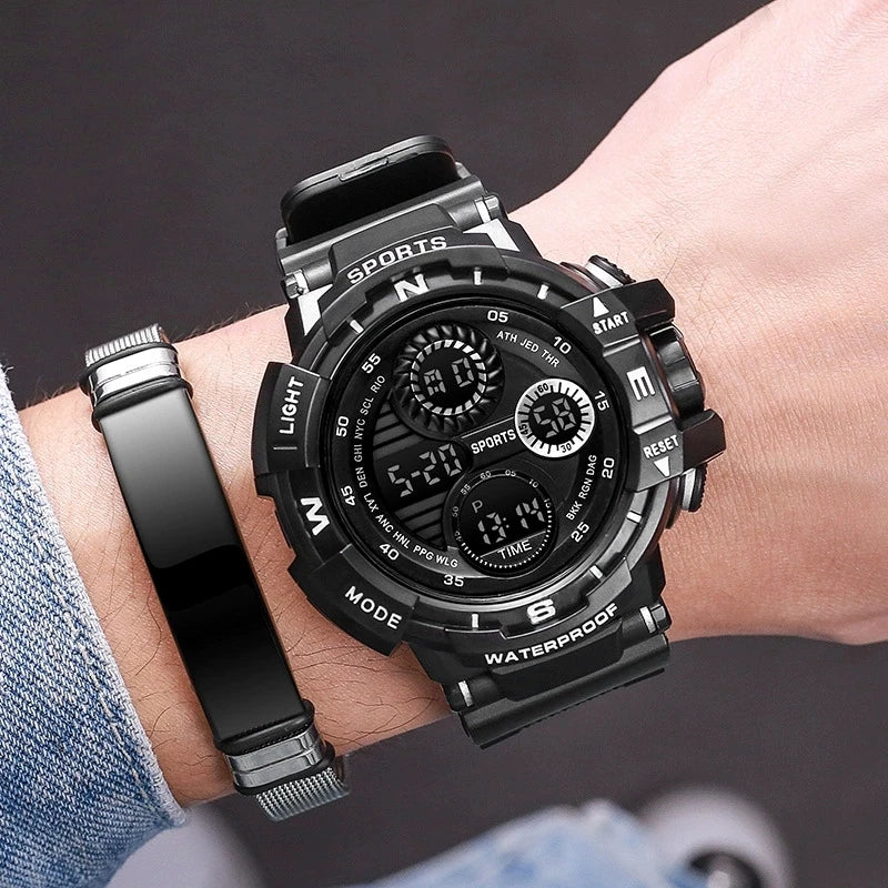 Black Digital Watch for Men Sports Watches Waterproof Outdoor Chronograph Hand Clock G Infantry Shock Student Wristwatch