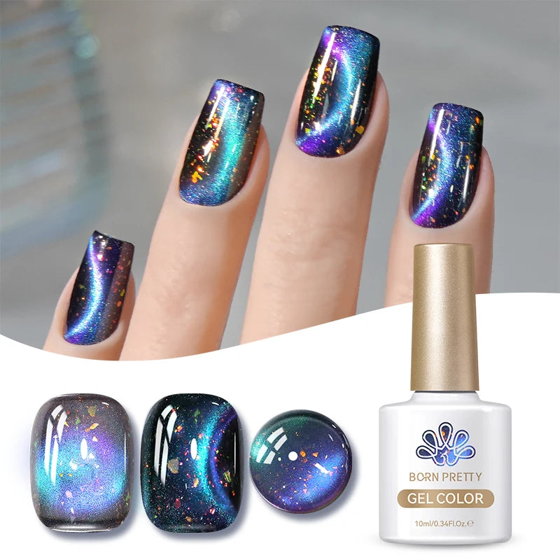 BORN PRETTY 10ml HEMA TPO FREE Mint Chocolate Cat Magnetic Gel Nail Polish Sumer Colored Ultra Shine Soak Off UV Gel Nail Art