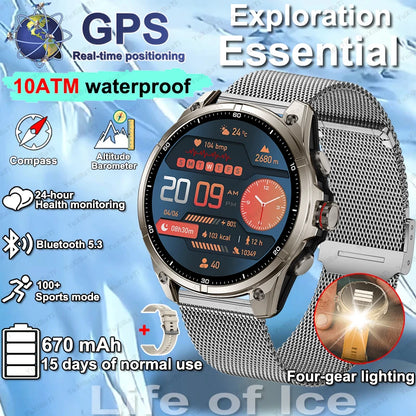 2025 New Premium GPS Smart Watches Outdoor Altimeter Barometer AMOLED Screen Built-in GPS Compass Military Sports Smartwatch Men