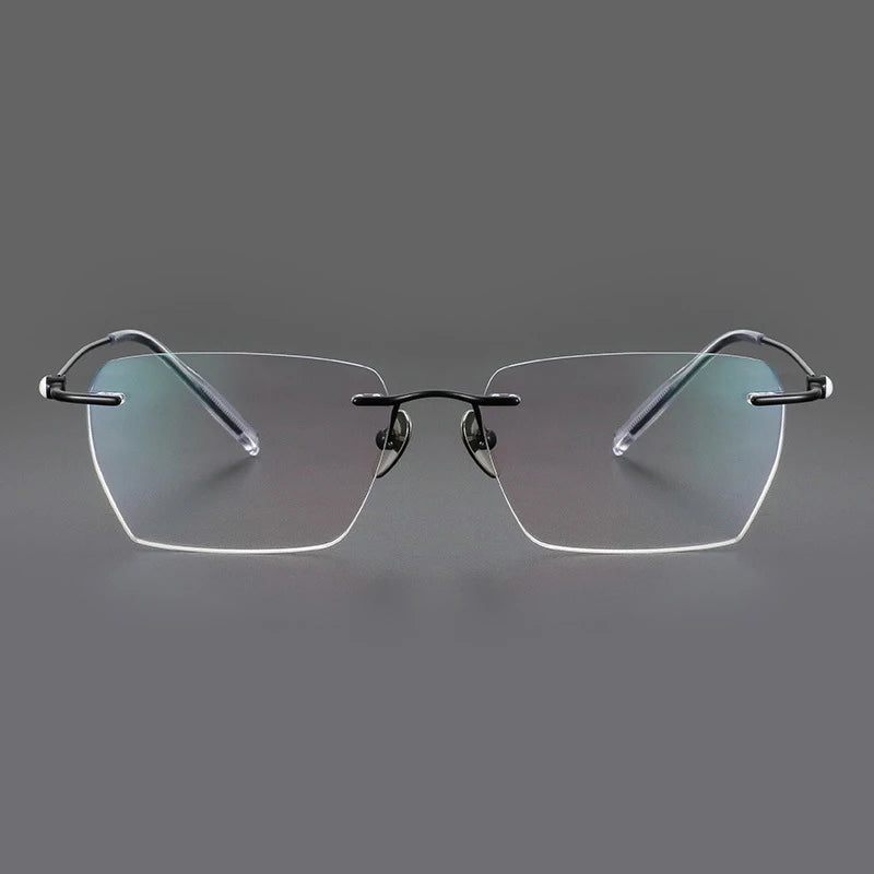 Fashion Rimless Business Eyewear Ultra Light Pure Titanium Spectacle Big Size Luxur Glasses Men Optical Prescription Eyeglasses