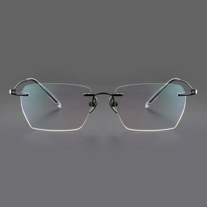 Fashion Rimless Business Eyewear Ultra Light Pure Titanium Spectacle Big Size Luxur Glasses Men Optical Prescription Eyeglasses