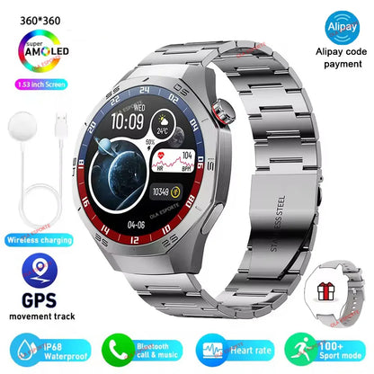 Smart Watch Men Watch 5 Pro AMOLED HD Screen Bluetooth Call GPS Trajectory NFC Heart Rate Monitor Compass SmartWatches 2025 New