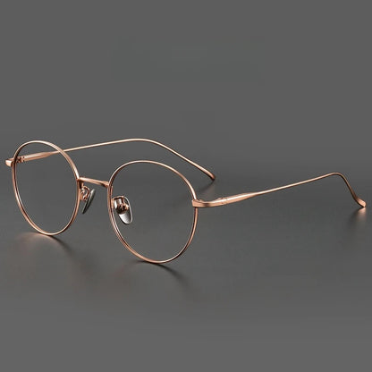 FIRADA Vintage Comfortable Eyeglasses Fashion Round Pure Titanium Eyewear Luxury Prescription Glasses Frame For Men Women ST1644