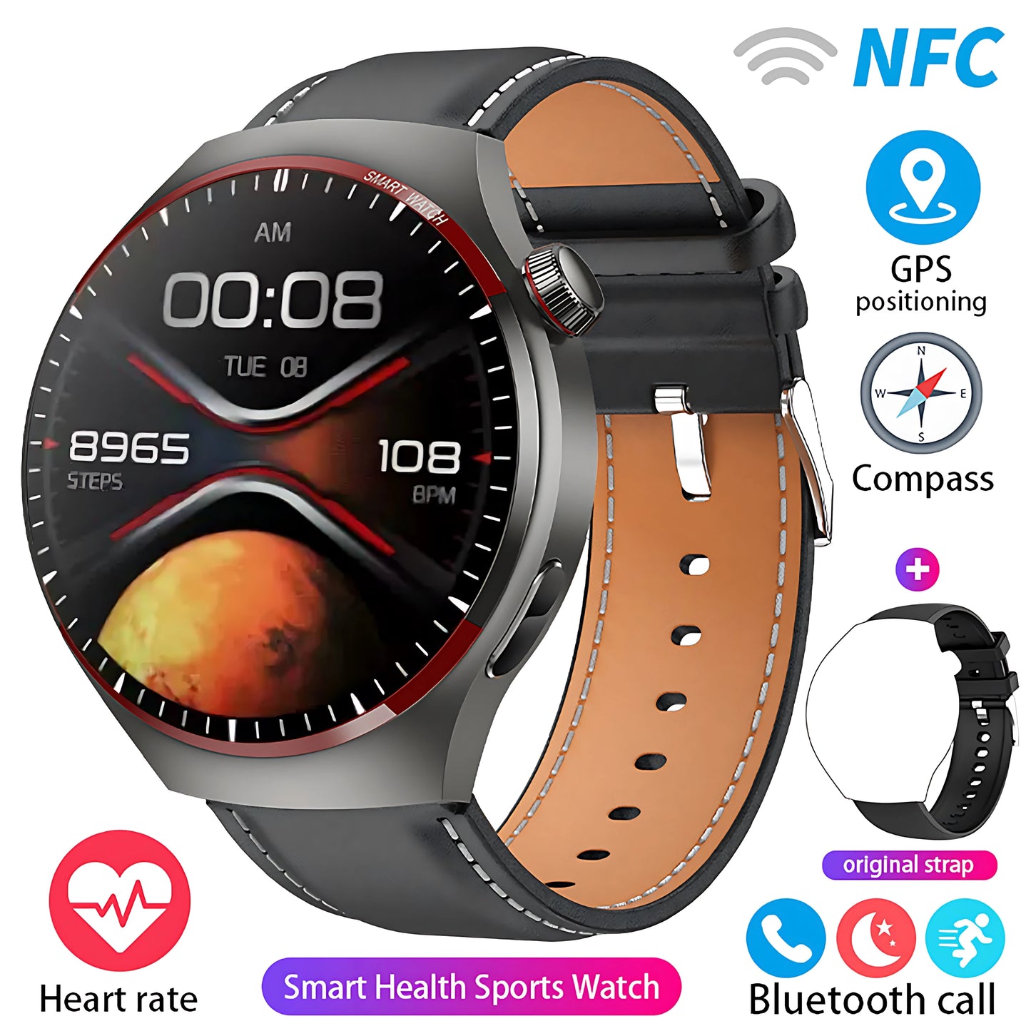 Watch 4Pro NFC GPS Smart Watch 360*360 HD Screen Heart rate Games Blood oxygen SmartWatch IP68 waterproof Sport Watches 2025 New