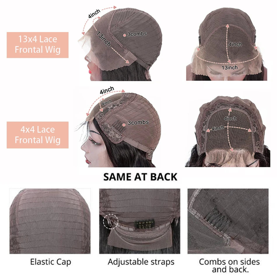 13x4 Bone Straight Bob Wig Lace Front Human Hair Wigs 4x4 Short Bob Wig Lace Frontal Wig 100% Human Hair 200% Density 12 14 Inch