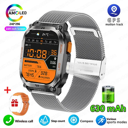 2025 New GPS Track Smart Watch Men IP68 Waterproof 2.01-inch HD Screen Compass 630mah Battery Bluetooth Call Outdoor Smart watch