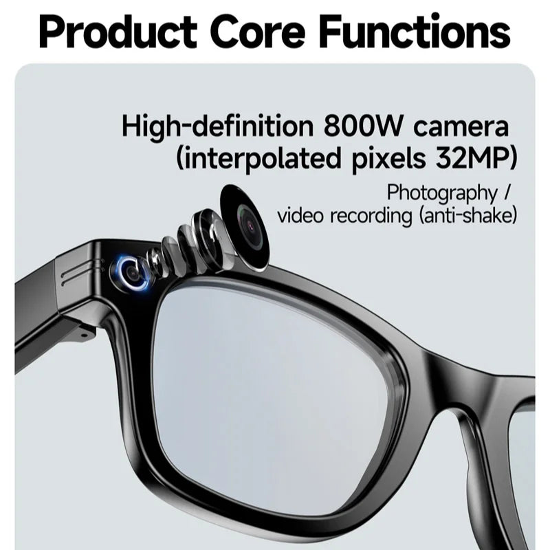Xiaomi 4K 800W Pixel Smart Glasses AI Cam Recognition Photography Video Record Bluetooth Call Music Playback Voice Wake Up New