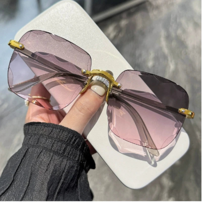 Square Sunglasses Woman Fashion Rimless Gradient Sun Glasses Brand Designer Sunglasses for Women Очки Солнечные Женские Очки