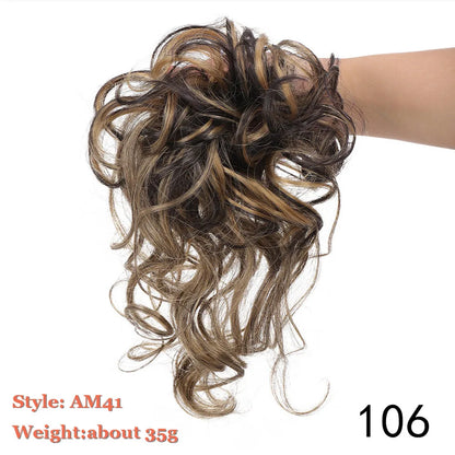 Synthetic Hair Bun Messy Scrunchies Hairpiece Elastic Chignon With Elastic For Women Donut Bun Ponytails Blonde Black Brown