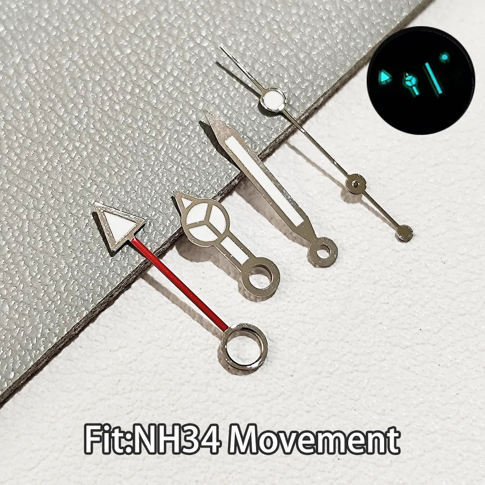 For NH34 GMT Hands Watch Hand Parts Blue&green BGW9 Luminous Suitable For NH35 Automatic Movement Watches Pointer Accessories